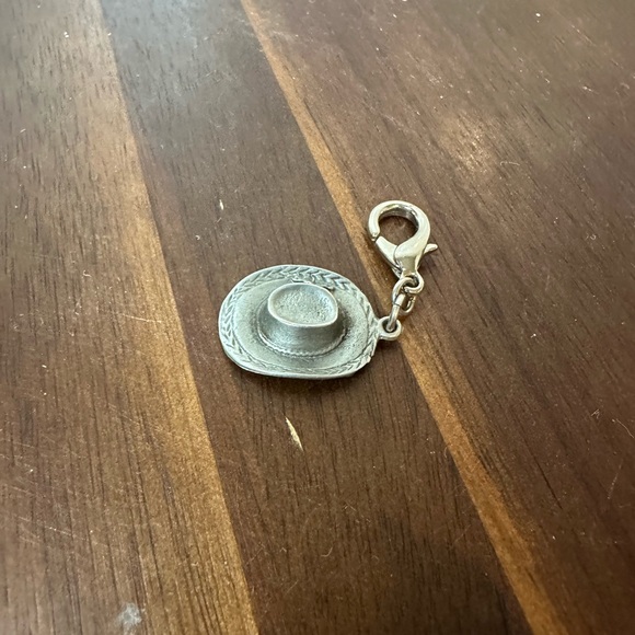 Pewter Cowboy Hat Charm Clip-On Pendant – Western Rodeo Style - Picture 3 of 4